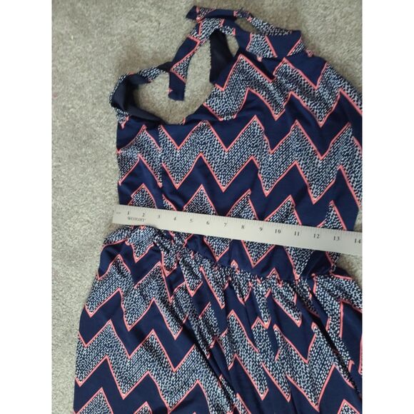 Womens Maxi Sundress XS Sleeveless Three Pink Hearts Trixxi Aztec Chevron Design - Picture 7 of 9